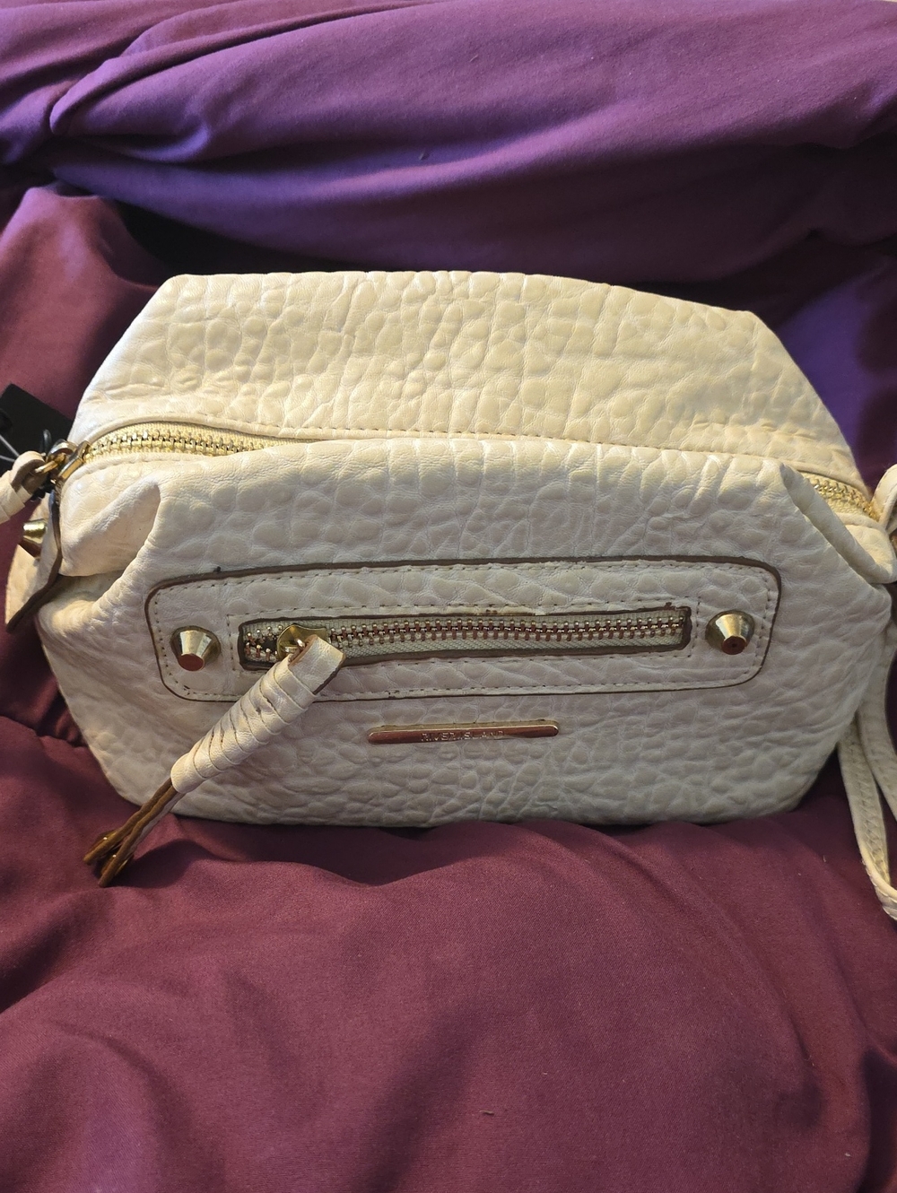 River Island Cream Leather Crossbody Bag with Gold Hardware